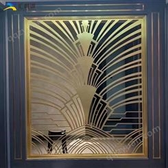黄钛金激光雕花镂空不锈钢屏风 轻奢激光造型屏风定制