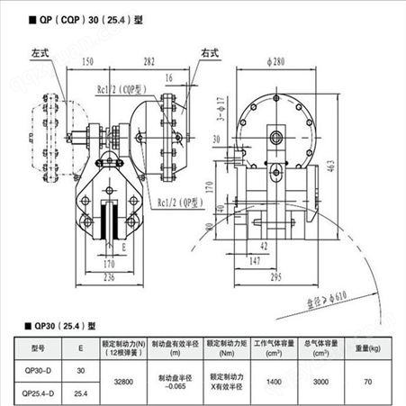 气动钳盘式制动器CQP25.4-D 焦作制动器靠谱厂家