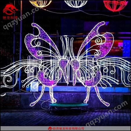 发光蝴蝶彩灯天使翅膀拍照合影灯光秀美陈造型LED花灯装置公司