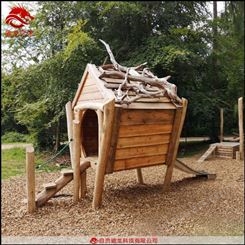 公园木屋造型定做大型游乐木质工艺品儿童游乐无动力拓展体育装置公司