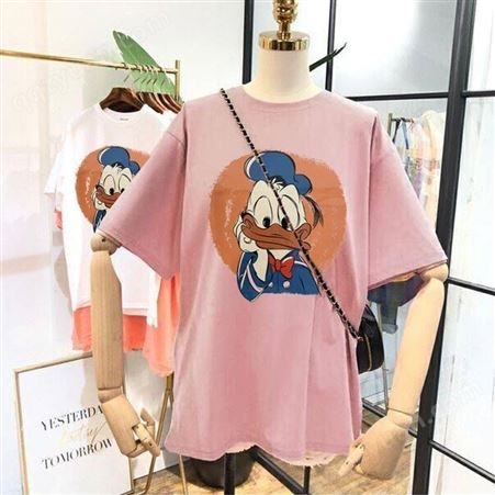 广东货源厂家女式T恤夏季女装上衣纯棉t恤库存服装短袖