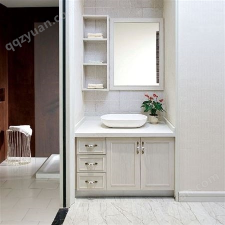 南京 太空铝浴室柜卫生间带镜子 落地式大理石组合一体柜洗手池洗脸台 百和美