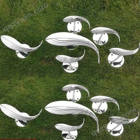 不锈钢小鱼雕塑酒店园林创意水池鱼行装饰户外不锈钢水景