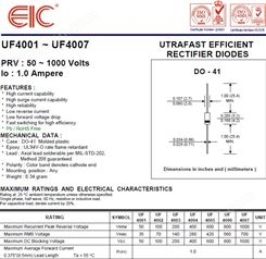 美国EIC代理UF5400超高速整流二极管50V 3.0A