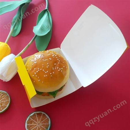 一次性免折汉堡盒  成型外卖小吃汉堡打包盒  食品包装快餐纸盒定制