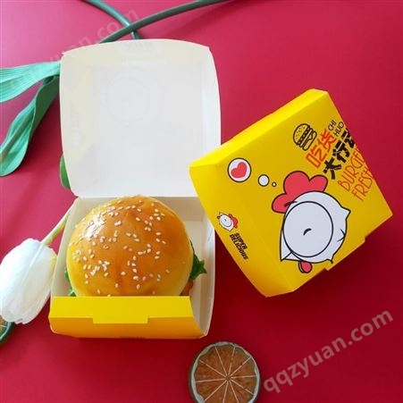 一次性免折汉堡盒  成型外卖小吃汉堡打包盒  食品包装快餐纸盒定制