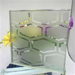 酸蚀镜面夹丝玻璃 来图定制样品 酒店卫浴屏风加工定做