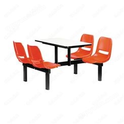工厂定制塑料座椅靠背四人位连体公司餐厅学校饭堂食堂塑钢员工餐桌椅