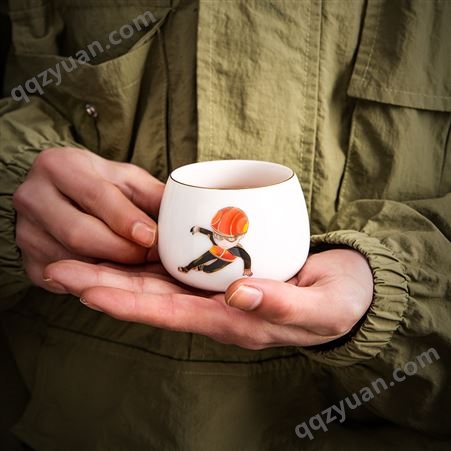 羊脂玉瓷功夫茶杯中式复古主人杯单杯白瓷男女士茶碗茶盏送礼